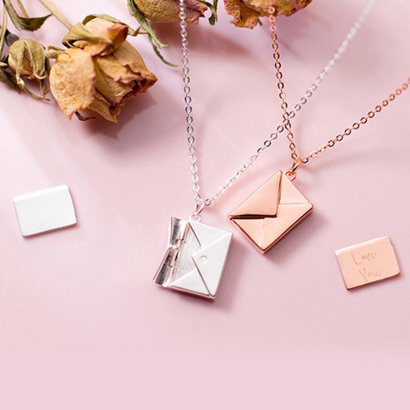 Подлинная подвеска из стерлингового серебра 925 пробы, ожерелье для женщин, конверт, любовник, подвеска с надписью, лучшие подарки для подруги