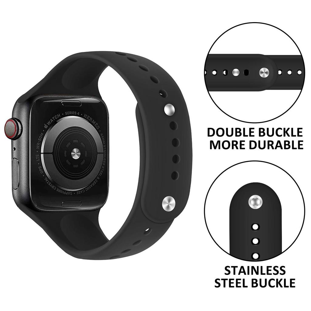 Совместимый силиконовый ремешок для Apple Watch S11 - Все серии, Универсальная двусоставная застежка-кнопка.