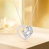Mother with Child Real Zircon Heart Pendant In Sterling Silver Mothers Day GIft