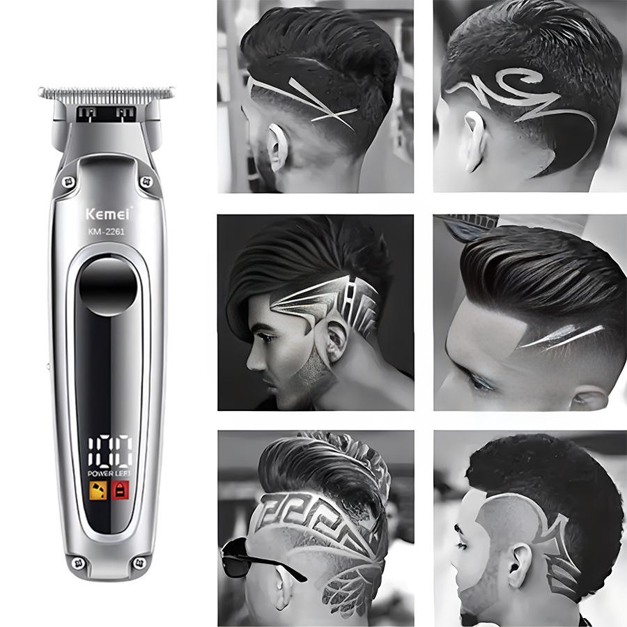 Kemei KM-2261 Electric Hair Clipper USB Rechargeable Cordless Beard Trimmer Men Powerful Hair Clipper Trimming Tool