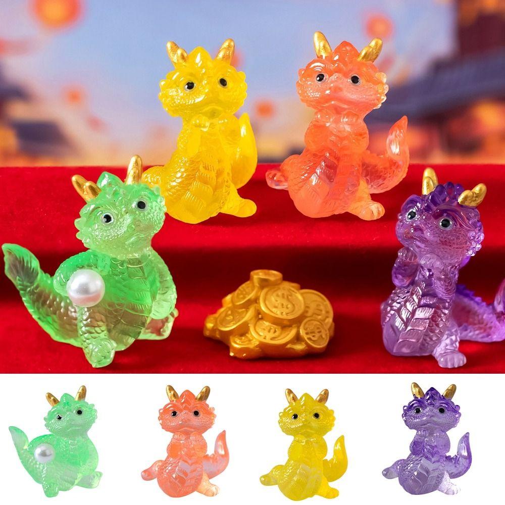 Cartoon Transparent Resin Dragon Ornaments Chinese Zodiac Auspicious Dragons Chinese New Year
