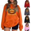 Ayollar uchun kundalik yumaloq bo'yinli uzun qisma pulover, Halloween bosmali top, uzun qisma xudi