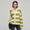 Women's Korean Style Loose Striped Long Sleeve Knit Cardigan