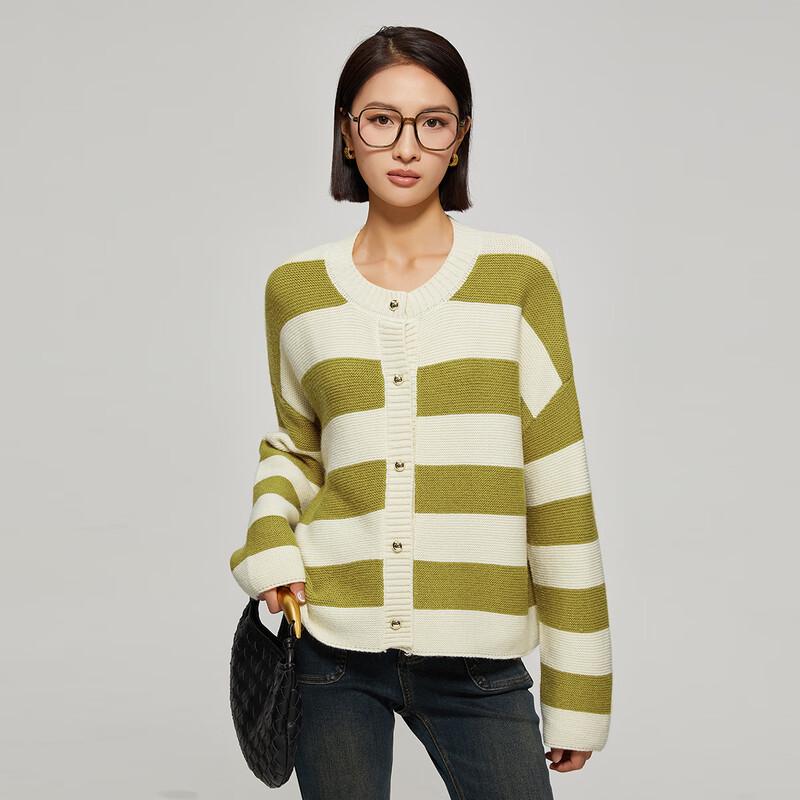 Women's Korean Style Loose Striped Long Sleeve Knit Cardigan