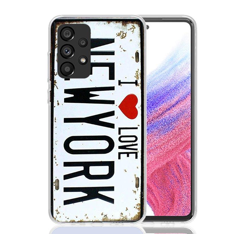 License New York Plate Number Phone Case For Samsung Galaxy A13 A14 A15 A16 A53 A54 A55 A56 A33 A34 A35 A36 A23 A24 A25 A26 A05S
