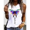 Butterfly Dragonfly Pattern 3D Print Women's Tank Tops Summer O-Neck Casual Vest Off Shoulder Sleeveless Top