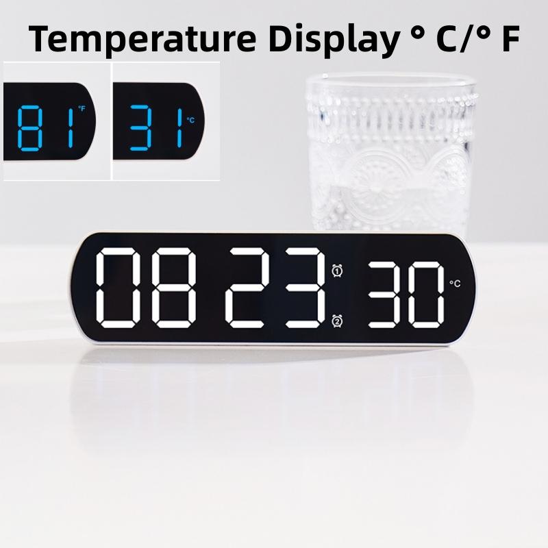 Voice Control Digital Alarm Timer Clock Temperature Dual Alarm Desktop Table Clock Night Mode 12/24H LED Clock Watch Desk Clock