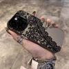 Черный Кружевной Серебряный Чехол для Телефона Apple 17/16/15 Pro, 14 Pro Max, 13/12 Серия Люкс