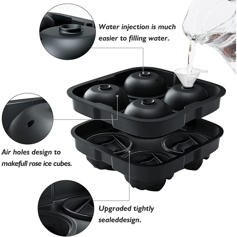 LMETJMA Форма для льда с легким выпуском Роза Форма для льда с воронкой Силиконовый рожок для приготовления шариков льда для коктейлей Виски JT51