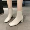 Женская обувь 2024 года, высококачественные женские ботинки на молнии, зимние, с острым носком, однотонные, теплые, на высоком каблуке, модные корейские ботинки
