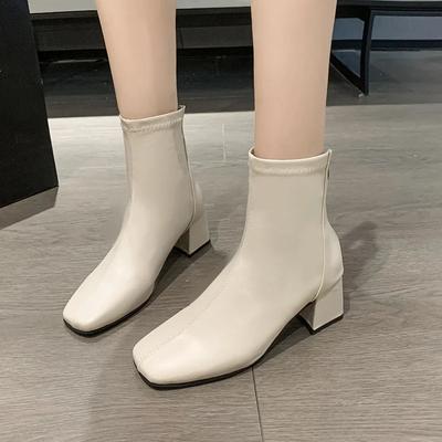 Женская обувь 2024 года, высококачественные женские ботинки на молнии, зимние, с острым носком, однотонные, теплые, на высоком каблуке, модные корейские ботинки