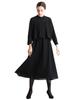 Black Formal Made of Japanese Fabric Washable Yoke Lace Switching Docking Stand Collar Dress Large Sizes Available Black L [Nissen] Women's [Mourning