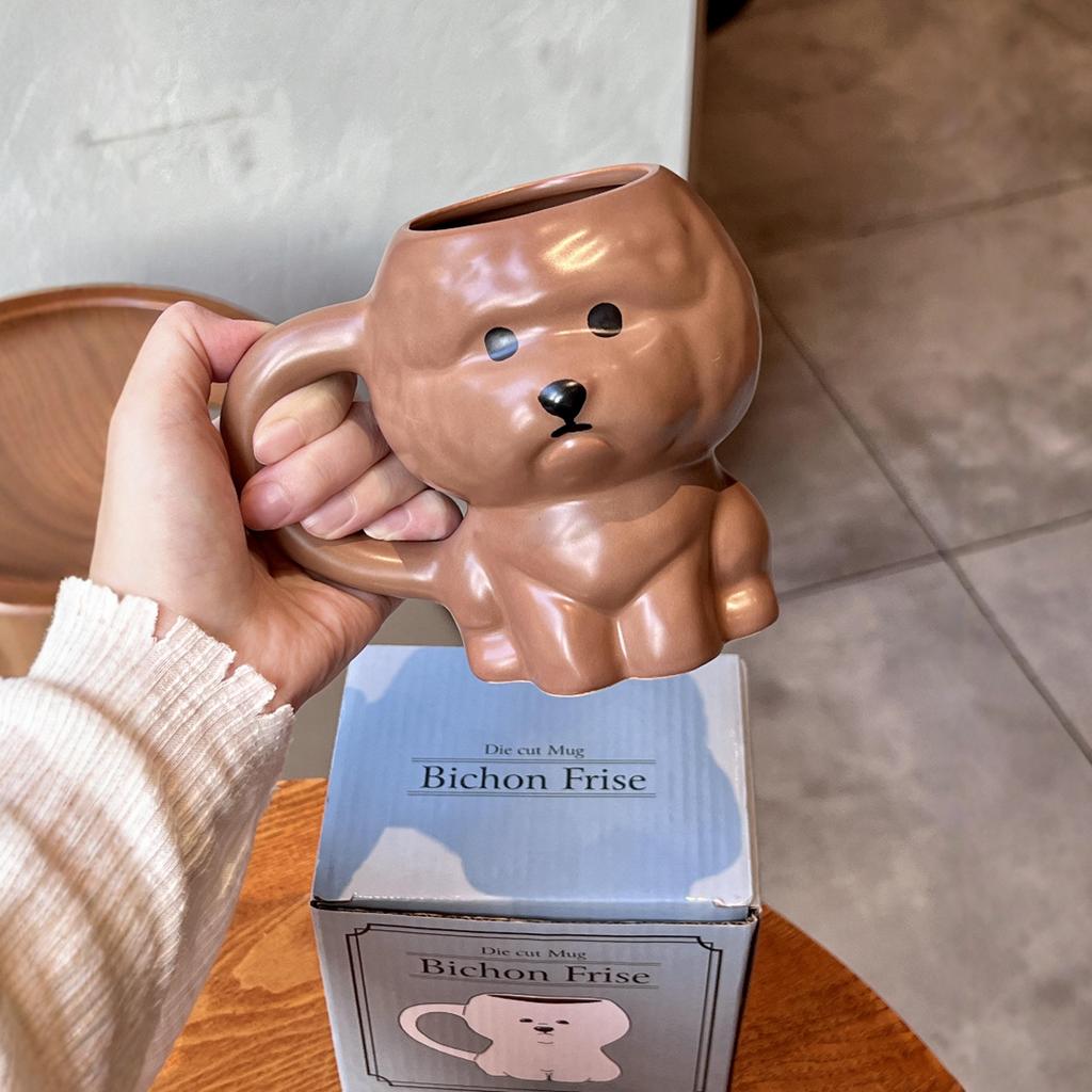 Керамическая кружка для щенка бишона, милая, креативная, забавная, для дома, для питья, офисная кофейная чашка, парная чашка