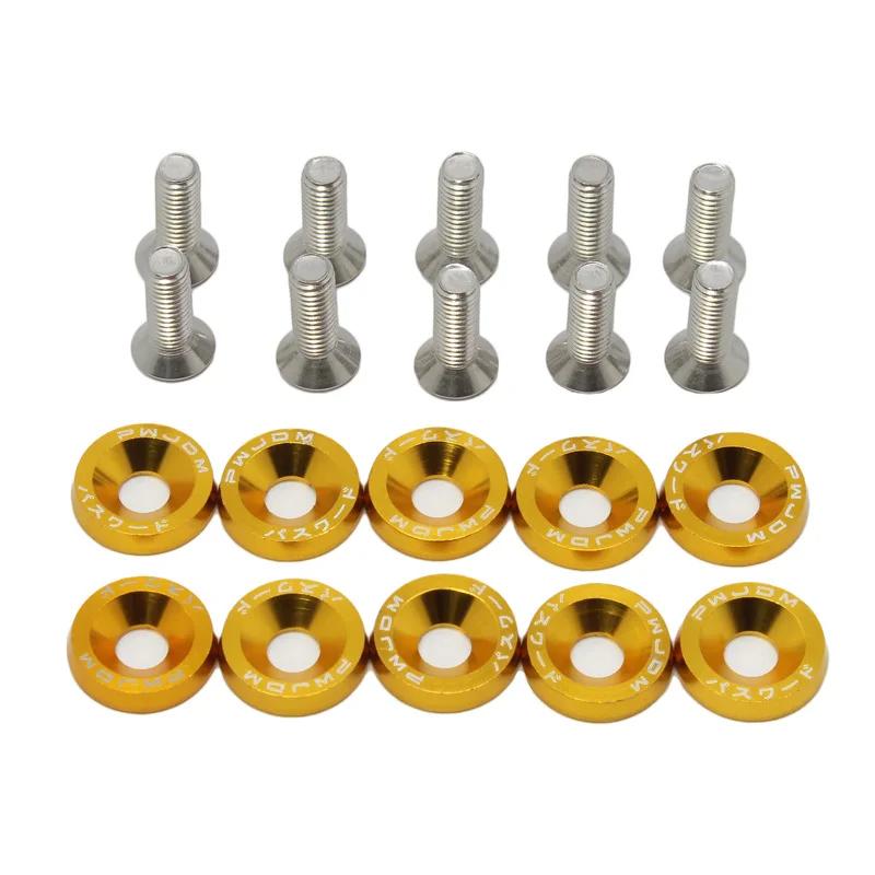 Car Modification Hex Fasteners 10 Pack M6 JDM Fender Washer Bumper Engine Concave Screws Fender Washer License Plate Bolts