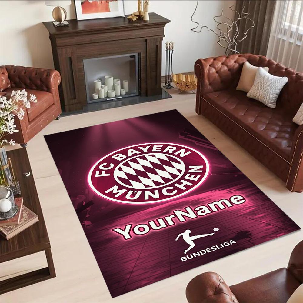 Bayern Munich Customize Your Name Area Rug Perfect for Game Room Study room Foyer Bedrooms Antislip Carpet Anime Office Decor Wedding Party Gift
