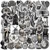 50 Black and White Medieval Style Graffiti Stickers Guitar Notebook Suitcase DIY Waterproof Stickers