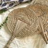 Handmade Weaving Fan Natural Bamboo Raffia Hand Fan Chinese Style Woven Palm Leaf Handheld Fan Summer Cooling Fan Wedding Party Decoration