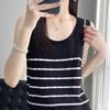 Женская майка в полоску MODERN NEW SAGA летняя футболка без рукавов вязаный топ повседневный жилет женский с круглым вырезом