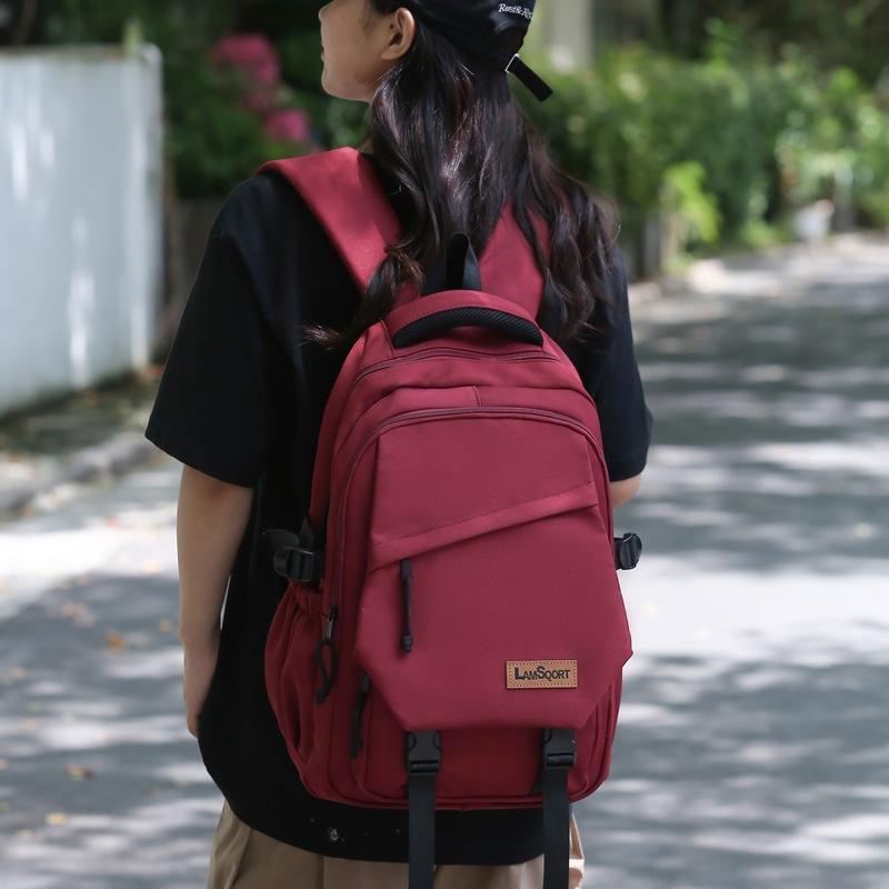 Однотонный школьный рюкзак для студента, женский, большой емкости, дорожный рюкзак, мужской рюкзак для компьютера