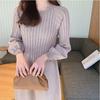 Платье средней длины, шерстяной свитер, вязаное платье с длинными рукавами и низом для женщин, осень-зима 2023, женское платье с круглым вырезом и длинными рукавами