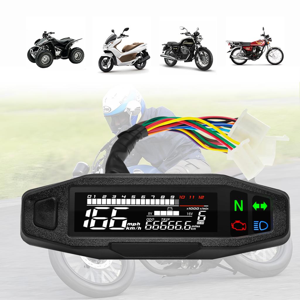 Car Accessories - Newest Motorcycle Speedometer Oil Gauge Tachometer Universal Digital Meters Instrument Cluster Turn Signal Light Indicator