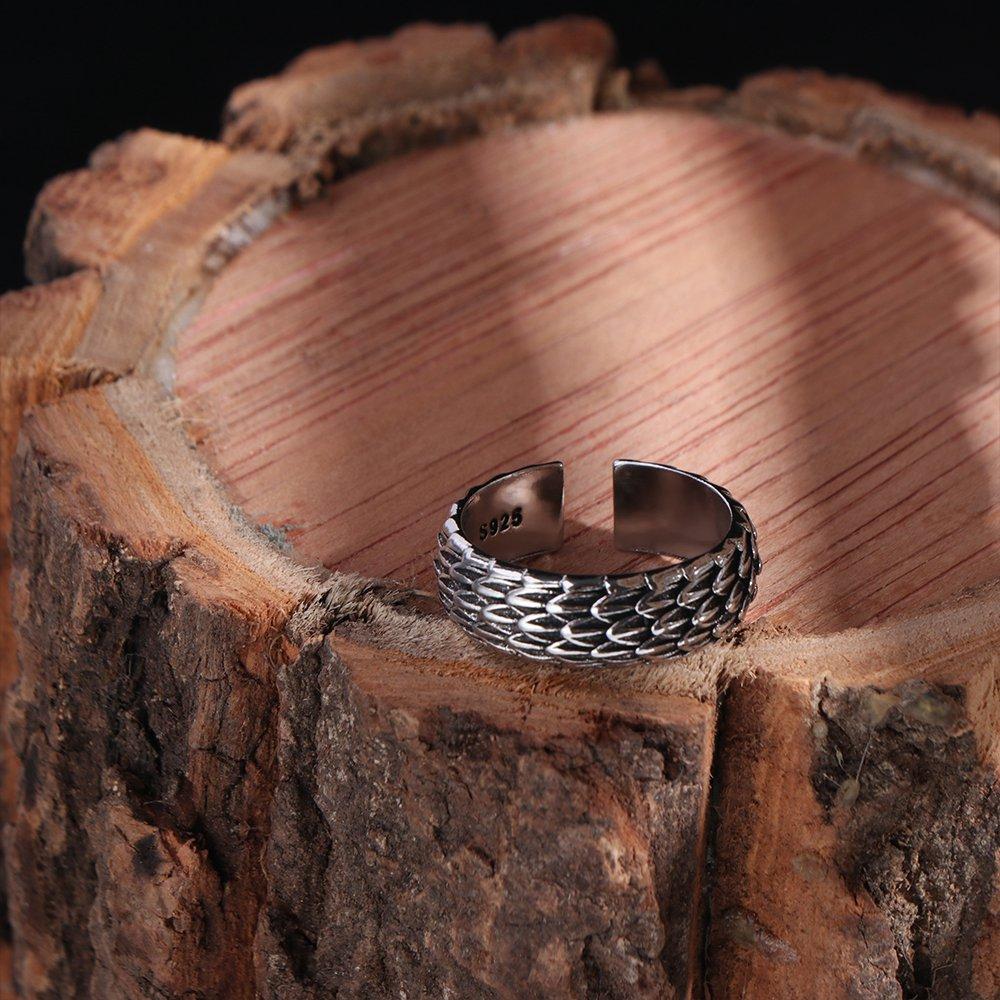 Уникальное регулируемое шикарное панк-серебристое ретро-кольцо из цинкового сплава с открывающимся кольцом в виде чешуи дракона, мужское ювелирное изделие