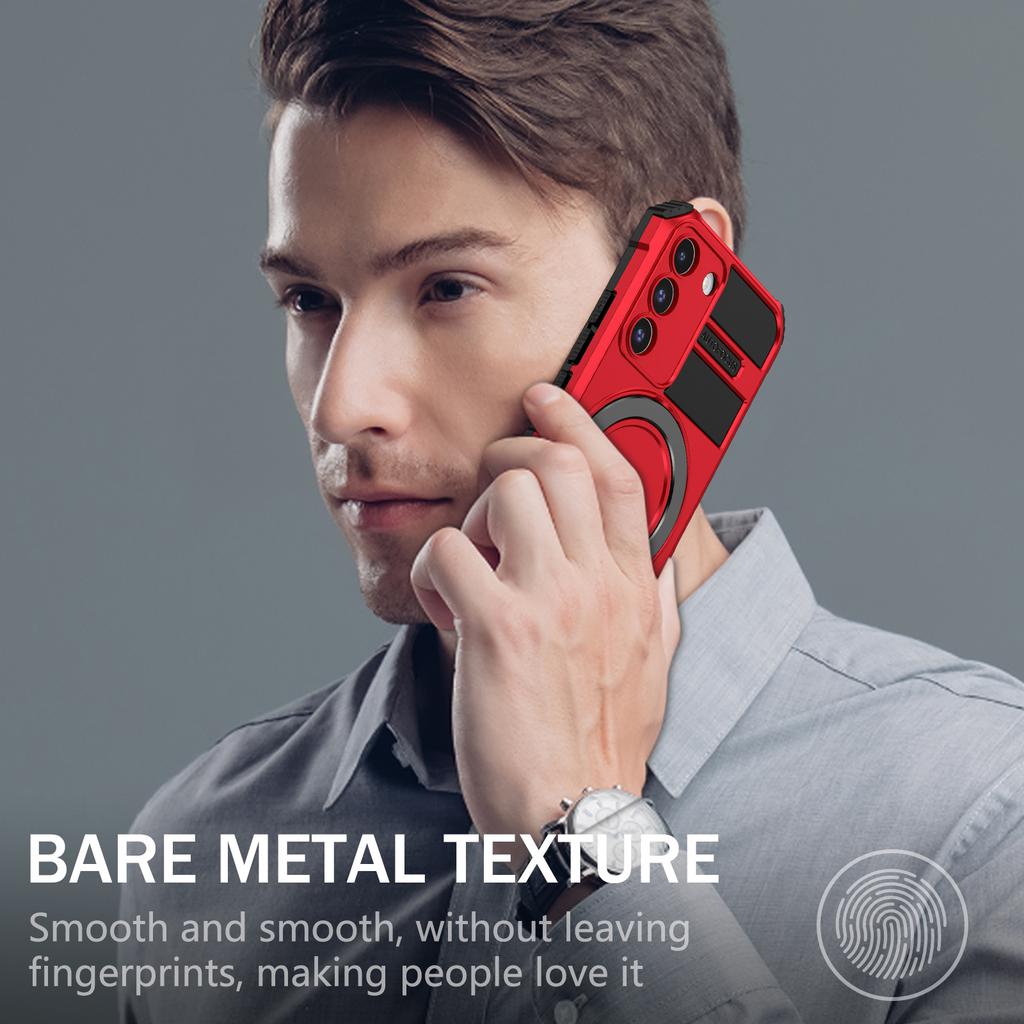 For Samsung Galaxy S22 5G Magnetic Case PC+TPU Phone Case Magnetic Finger Grip Kickstand Cover