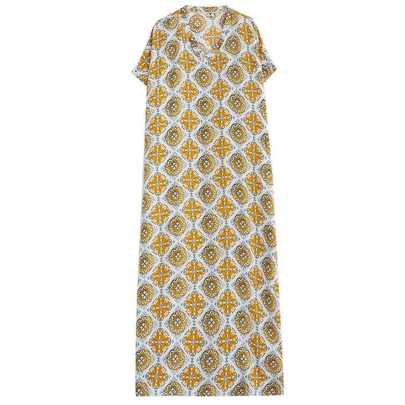 Short Sleeve Plus Size Vintage Floral New In Dresses for Women Casual Loose Long Summer Dress