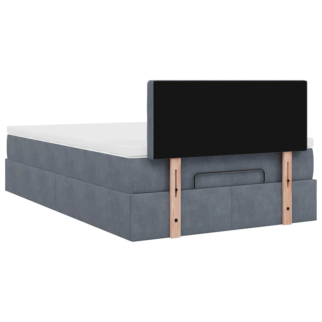 Ottoman Bed with Mattress Dark Grey 120 x 200 cm Velvet