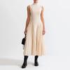 Chic Mid-Length Pleated Splicing Dress: Sleeveless Stand-Up Collar, Mature Style for Spring 2025