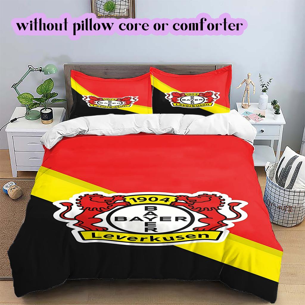 football Logo Pattern Bedding Quilt Set Quilt Cover Pillowcase Home Decoration Birthday Gift (1*duvet cover+ 2*pillowcase, without core)