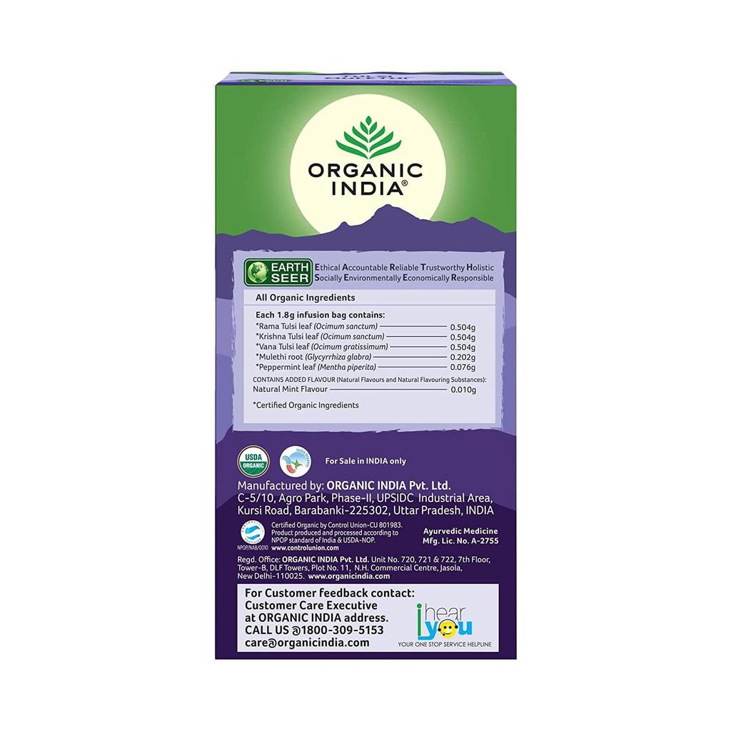 Tea with Tulsi and Licorice (25 Packs, 1.8 G), Tulsi Mulethi Tea Organic India
