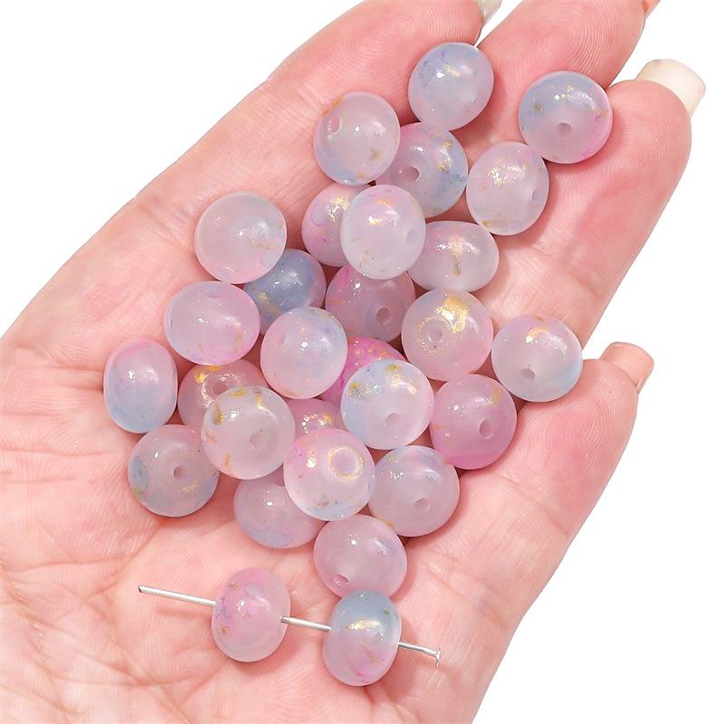 Бусины-абакус из омбре стекла с золотыми вкраплениями для изготовления украшений своими руками