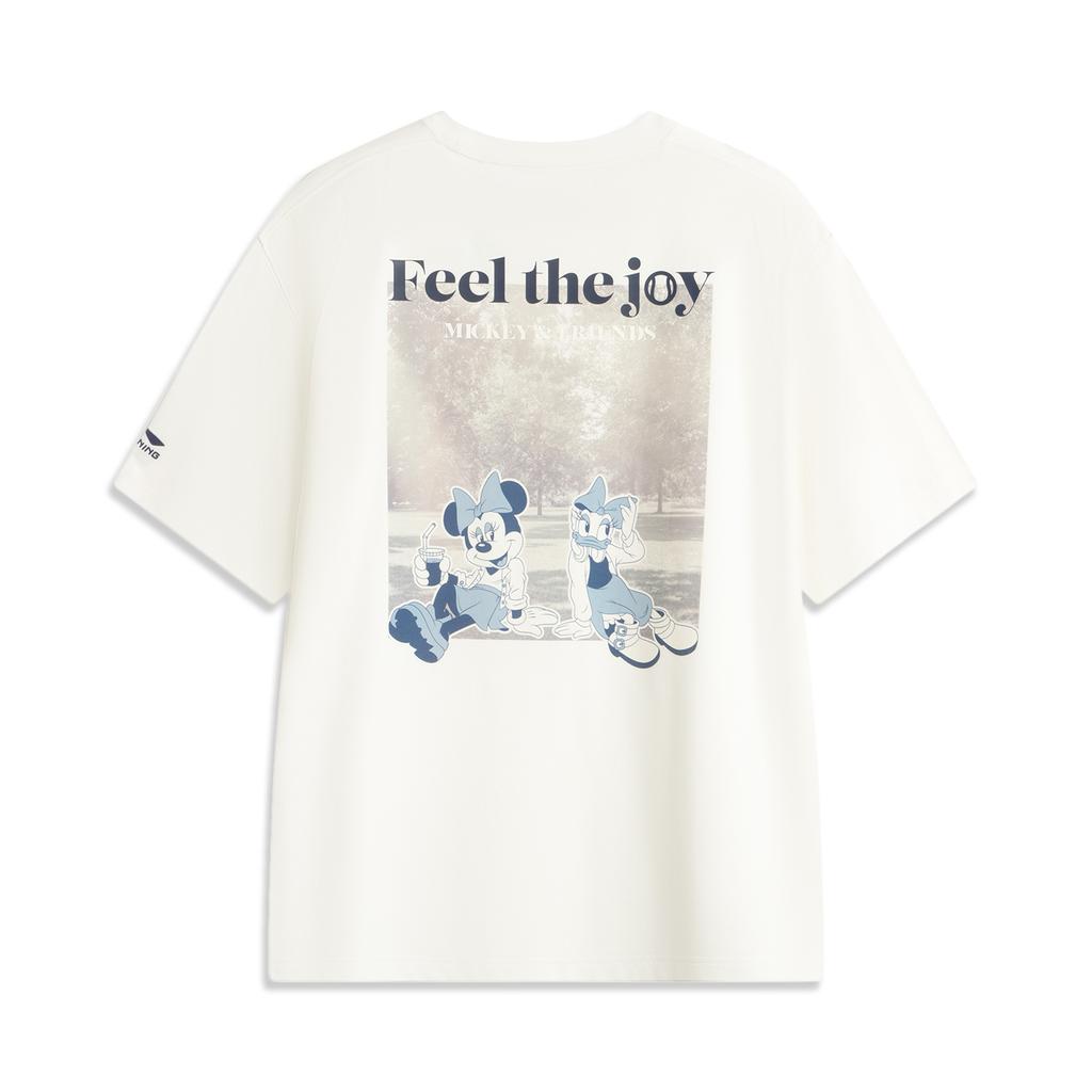 Li Ning X Disney Mickey Collaboration Sports Lifestyle Series Simple Letter Round Neck Pullover Loose Short Sleeve T-Shirt Unisex Tops AHSV795-1