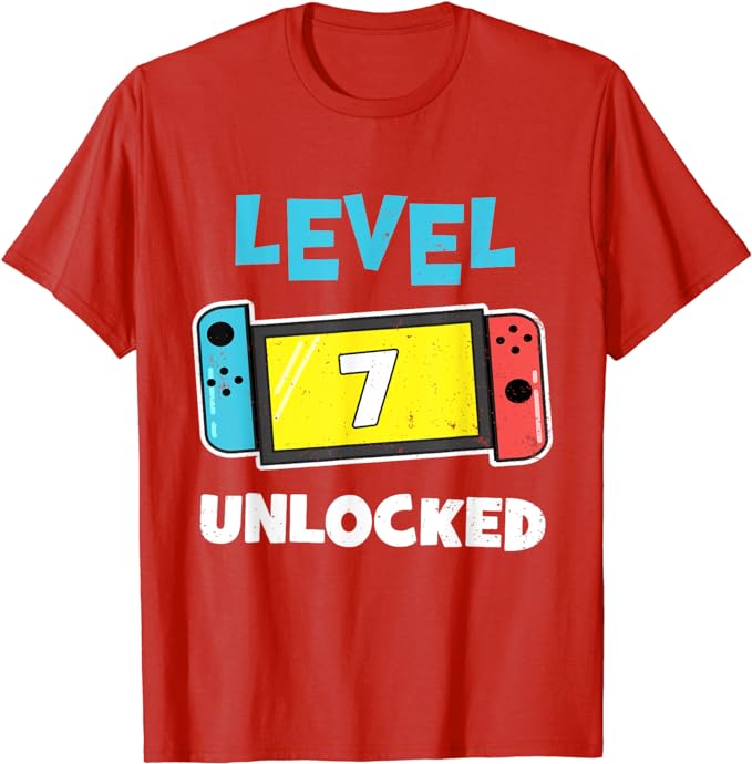 Level 7 Unlocked Awesome Since 2017 7th Birthday Gaming TShirt Gamer 7 Year Old Birthday Gift Video Game Lovers Tee Fashion Top