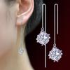 Diamond-encrusted Zircon Square Rubik's Cube Sugar Cube Long Fringed Silver-plated Earrings, Earrings, Ear Chains