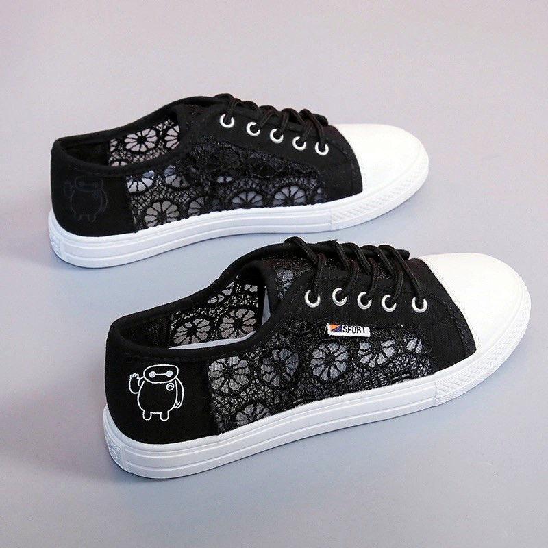 Женская обувь 2024 года, модные летние повседневные белые туфли с вырезами, кружевные, парусиновые, полые, дышащие, на платформе, плоские кроссовки Zapatillas Mujer