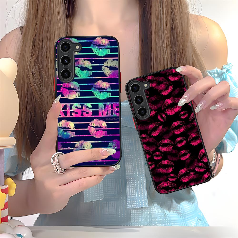 Чехол-бампер из силикона с рисунком «Целующиеся губы» для Samsung Galaxy S26 S25 S24 S23 S22 S21 Plus FE Ultra, цветной