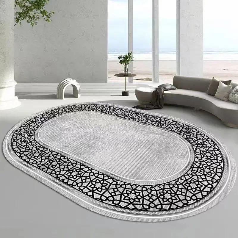 Ретро пушистые большие ковры для гостиной, журнальные столики, мягкий коврик, овальный декоративный ковер для спальни, моющийся утолщенный коврик