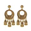 Новые этнические винтажные женские геометрические турецкие серьги Jhumka индийские украшения золотые серьги с кисточками в виде колокольчиков турецкие украшения
