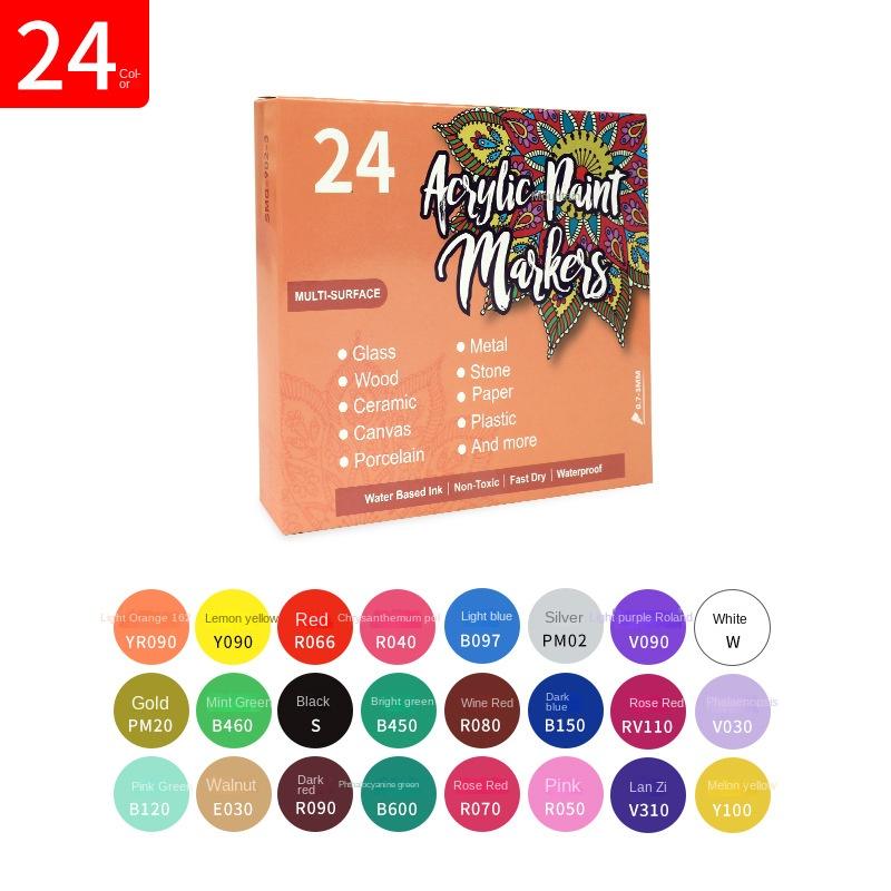 Acrylic Marker Pen 12/48 Color Set Waterproof Water-based Paint Pen DIY Guka Notebook Acrylic Paint Painting Pen