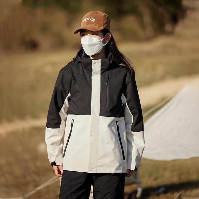 Весна и осень Открытый горный одиночный куртка мужская трехслойная свободная повседневная пара куртка с капюшоном