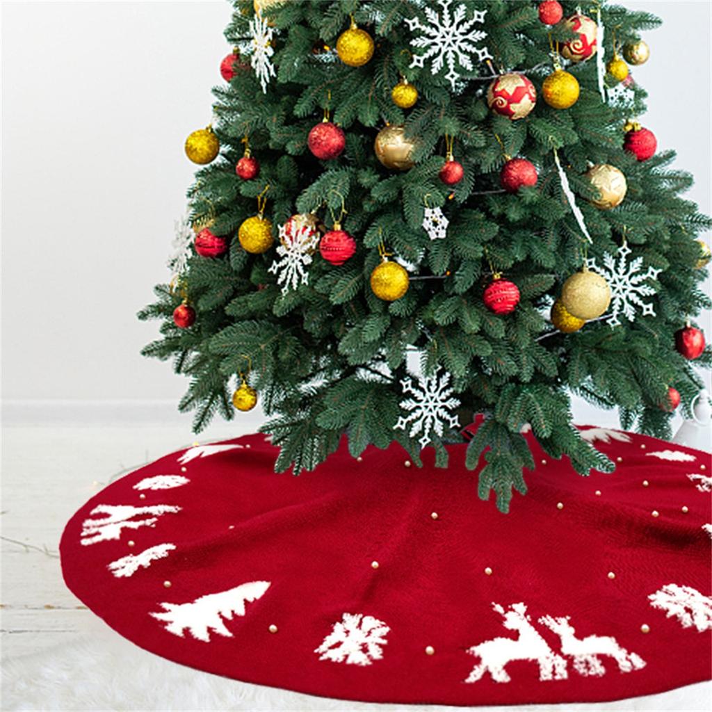 Юбка с рождественской елкой, вязаная юбка с красными снежинками и лосем, нижняя часть рождественской елки, фартук с изображением елки