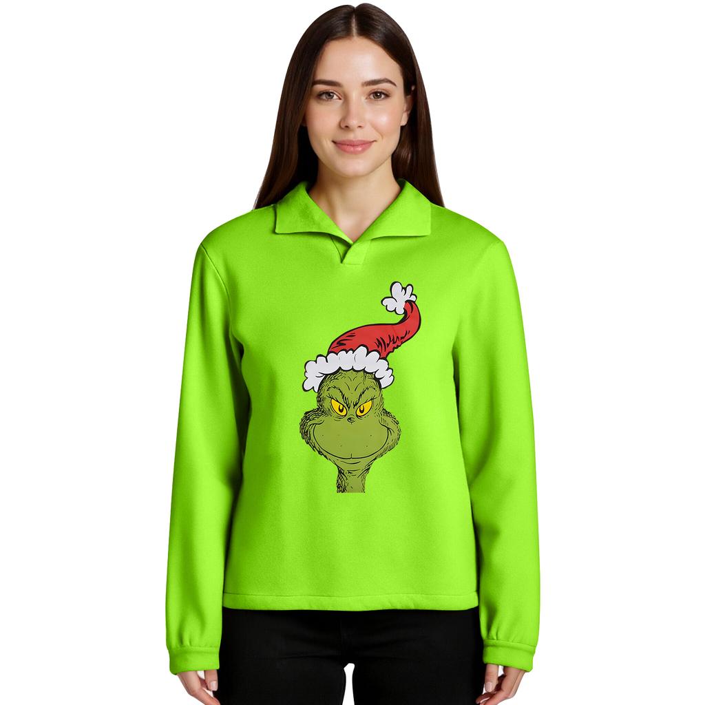 Женский пуловер с длинными рукавами и воротником-стойкой, спортивный топ с рождественским принтом