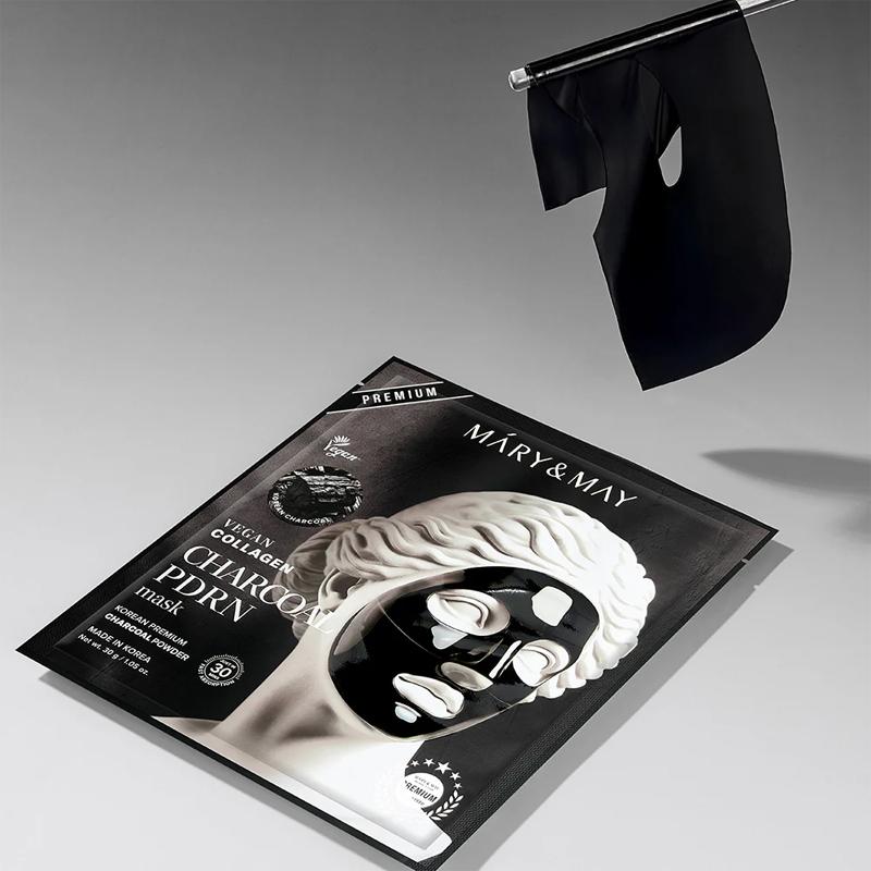 Mary&May Веганская коллагеновая маска с древесным углем и ПДРН 30 г*4 шт.