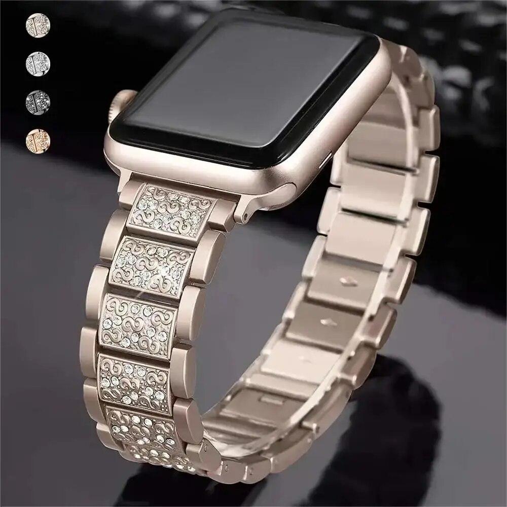 Woman Strap For Apple Watch Band 44mm 40mm 49mm 45mm 41mm 42mm 45 Mm Diamond Bracelet Correa iWatch Series Ultra 8 SE 7 6 5 4 3