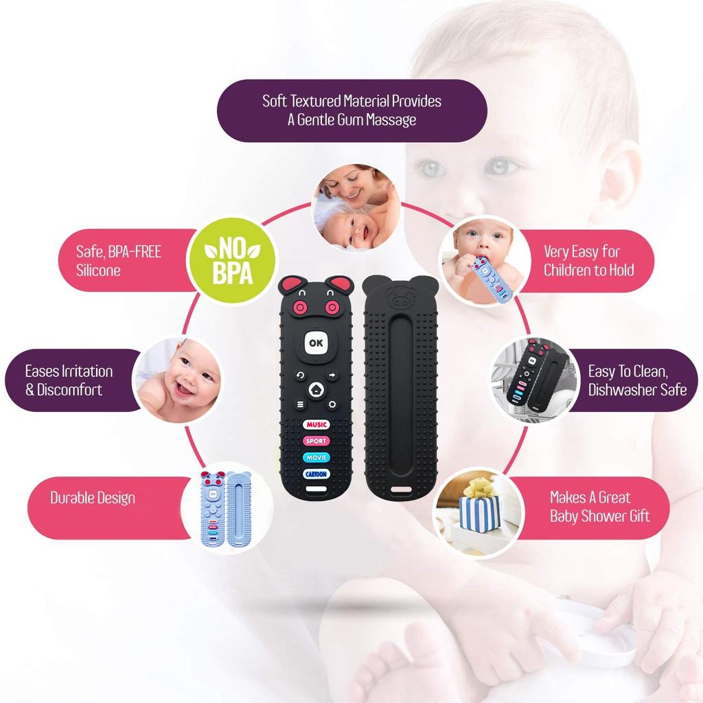 Силиконовые детские игрушки для прорезывания зубов, игрушки для прорезывания зубов для детей 0-18 месяцев, игрушки для прорезывания зубов в форме дистанционного управления, без BPA