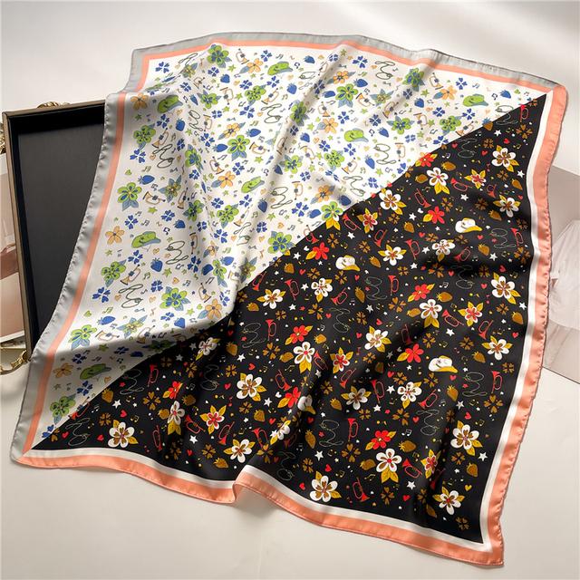 Шелковый квадратный шарф для женщин, шейный платок, женские повязки для волос, ленточная повязка на голову, роскошная шаль, атласный хиджаб, модные накидки, бандана