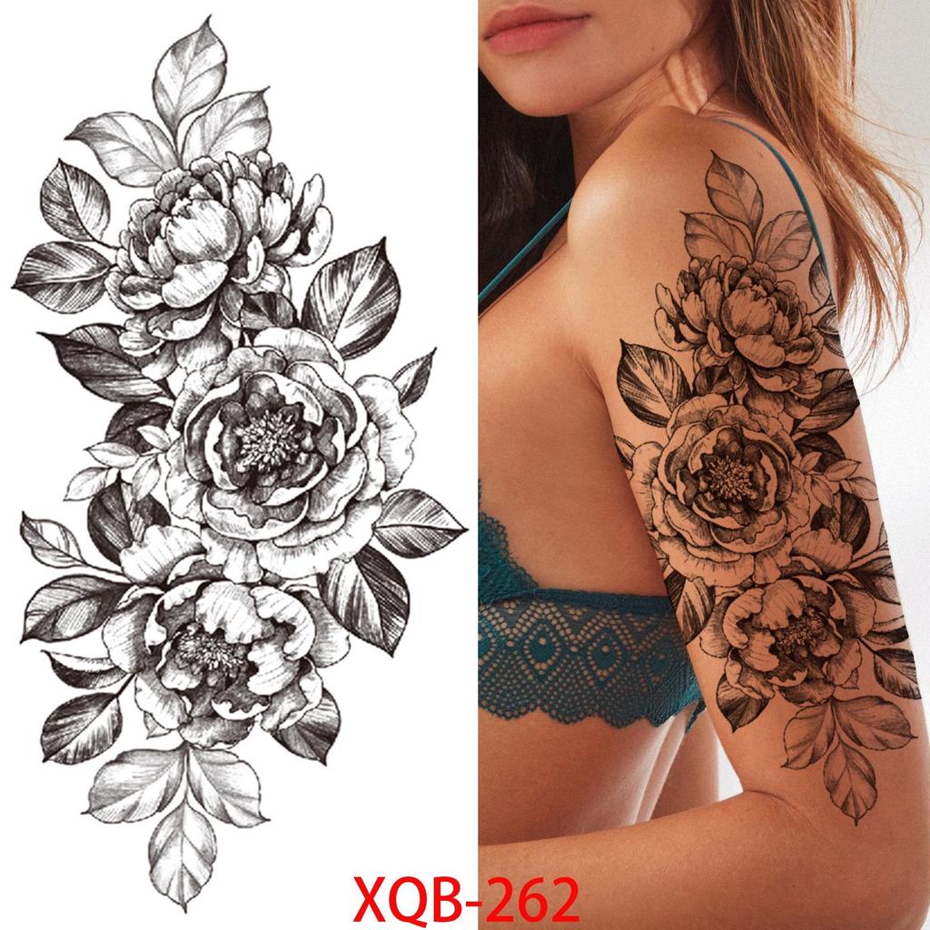 NEW 1 PC 210*114MM Cherry Blossom Fake Temporary Tattoo For Women Girl Watercolor Rose Flower Tattoos Flora Branch Chest Back Tatoo Paper Stickers