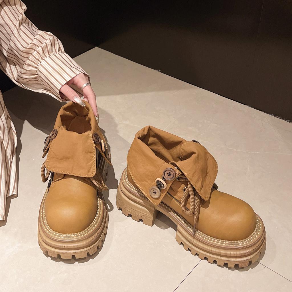 Camel retro platform Martin boots women's 2025 new British style autumn and winter explosion heightening Maillard boots